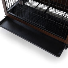 Cargar imagen en el visor de la galería, Indoor Dog Crate, Sofa Side End Table, 2-Tier Wooden Pet Cage with Removable Tray, Walnut
