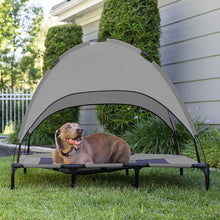 Charger l&#39;image dans la galerie, Tente de lit surélevée pour chien avec auvent, maison de tente d&#39;extérieur pour lit de chiot, coussin portable respirant pour chien avec tente de camping à double couche
