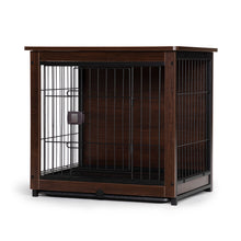 Carica l&#39;immagine nel visualizzatore di Gallery, Indoor Dog Crate, Sofa Side End Table, 2-Tier Wooden Pet Cage with Removable Tray, Walnut
