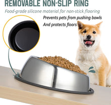Carica l&#39;immagine nel visualizzatore di Gallery, Dogs Bowl Stainless Steel Removable Rubber Ring Non-Slip Bottom Pet Feeder Bowl Water Dish For Dog Cat

