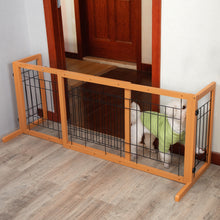Cargar imagen en el visor de la galería, Wood Freestanding Pet Gate, Wood Dog Gate with Adjustable Width 40&quot;-71&quot;, Barrier for Stairs Doorways Hallways, Puppy Safety Fenc
