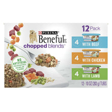 Load image into Gallery viewer, Purina Beneful Chopped Blends Wet Dog Food Variety Pack Beef Chicken 10 oz Tubs (12 Pack)
