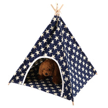 Carica l&#39;immagine nel visualizzatore di Gallery, Canvas and Pine Foldable Indoor and Outdoor Pet Tent Washable Dog Bed Play House
