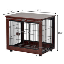 Charger l&#39;image dans la galerie, Table d&#39;extrémité de cage pour chien de compagnie de style meuble de 31 pi de longueur avec structure en bois et fil de fer et chats verrouillables, niche pour chien de taille moyenne à utiliser à l&#39;intérieur.
