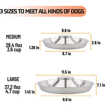 Charger l&#39;image dans la galerie, Bol pour chien en acier inoxydable antidérapant avec fond en caoutchouc facile à nettoyer (3,6 à 4,7 tasses)
