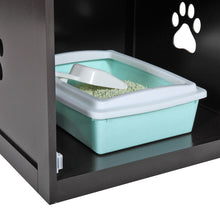 Load image into Gallery viewer, 2-Tier Functional Wood Cat Washroom Litter Box Cover with Multiple Vents, a Round Entrance, Openable Door,Brown XH
