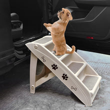 Lade das Bild in den Galerie-Viewer, 4-stufige, rutschfeste, zusammenklappbare Haustier-Treppenleiter aus Kunststoff für kleine Hunde und Katzen
