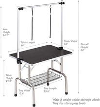 Carica l&#39;immagine nel visualizzatore di Gallery, Professional Dog Pet Grooming Table Large Adjustable Heavy Duty Portable w/Arm &amp; Noose &amp; Mesh Tray
