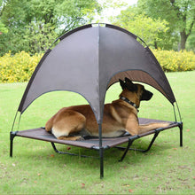 Charger l&#39;image dans la galerie, Tente de lit surélevée pour chien avec auvent, maison de tente d&#39;extérieur pour lit de chiot, coussin portable respirant pour chien avec tente de camping à double couche
