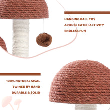 Carica l&#39;immagine nel visualizzatore di Gallery, Cat Scratching Post Mushroom Claw Scratcher with Natural Sisal Ropes Interactive Dangling Ball for Kittens and Small Cats
