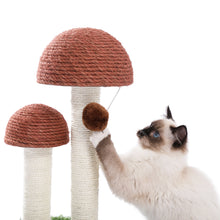 Load image into Gallery viewer, Cat Scratching Post Mushroom Claw Scratcher with Natural Sisal Ropes Interactive Dangling Ball for Kittens and Small Cats
