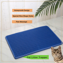 Carica l&#39;immagine nel visualizzatore di Gallery, Cat Litter Mat, Kitty Litter Trapping Mat, Double Layer Mats with MiLi Shape Scratching design, Urine Waterproof, Easy Clean, Scatter Control 21&quot; x 14&quot; Blue
