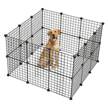 Carica l&#39;immagine nel visualizzatore di Gallery, Pet Playpen, Small Animal Cage Indoor Portable Metal Wire Yard Fence for Small Animals, Guinea Pigs, Rabbits Kennel Crate Fence Tent Black 24pcs (And 8pcs For Free)
