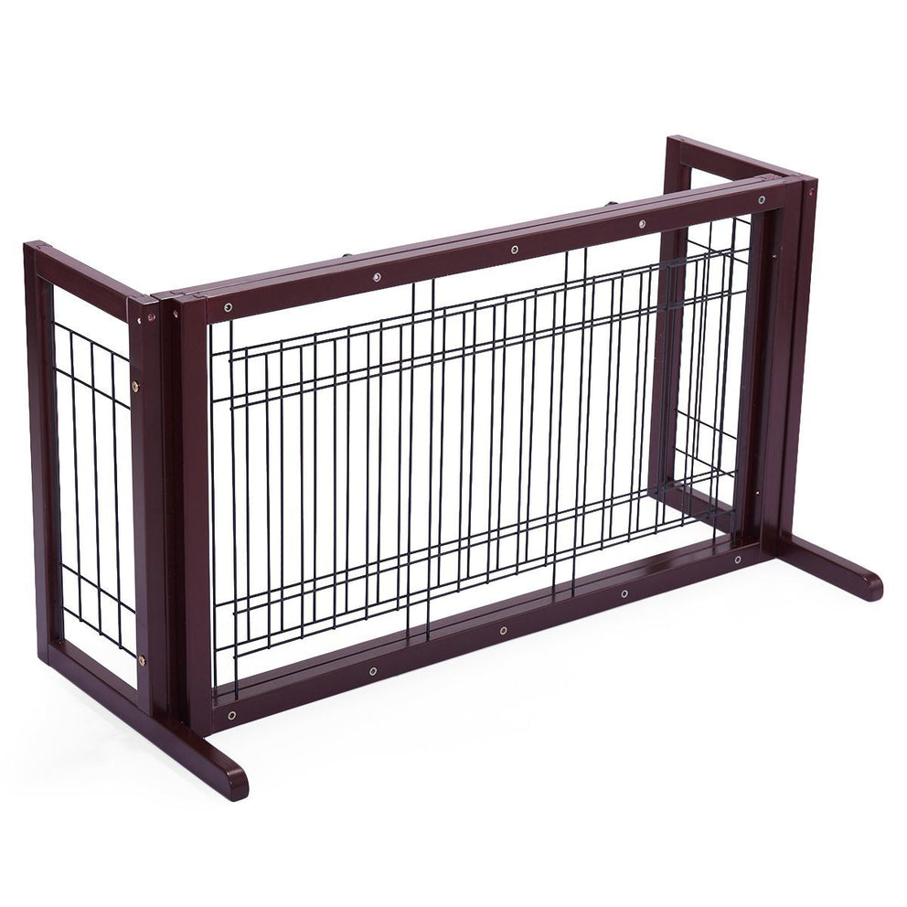 Wood Freestanding Pet Gate, Wood Dog Gate with Adjustable Width 40