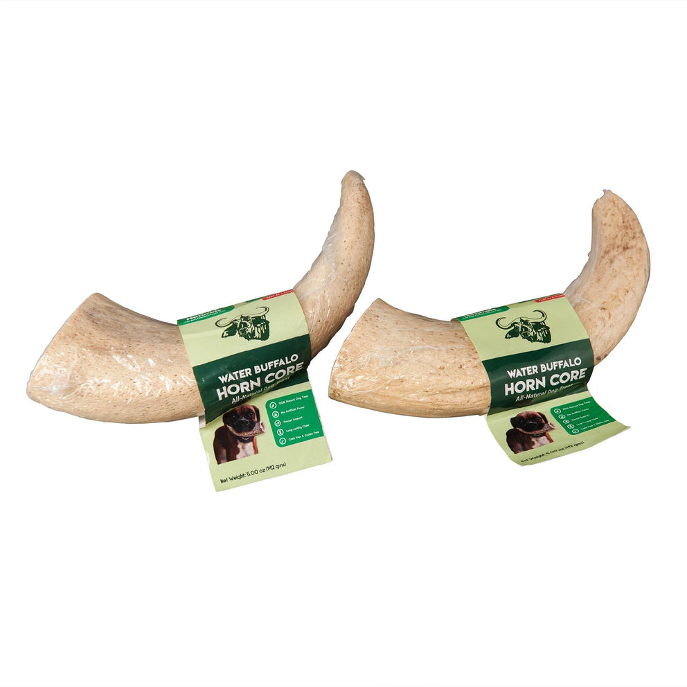 Water Buffalo Horn Core-Horn Inner Part-100% Natural;  High Protein;  Long-Lasting;  Grain-Free;  Gluten-Free;  Low-Fat;  Dog Dental Treats & Chews-2 COUNT-10 oz