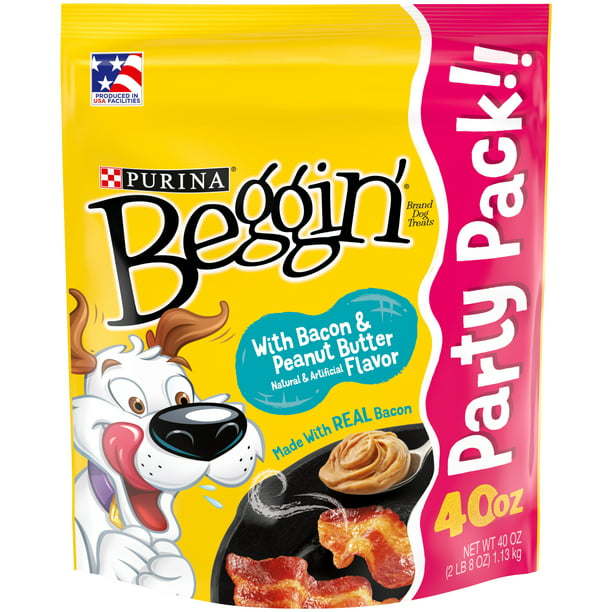 Purina Beggin' Bacon & Peanut Butter Flavor Treats for Dogs, 40 oz Pouch