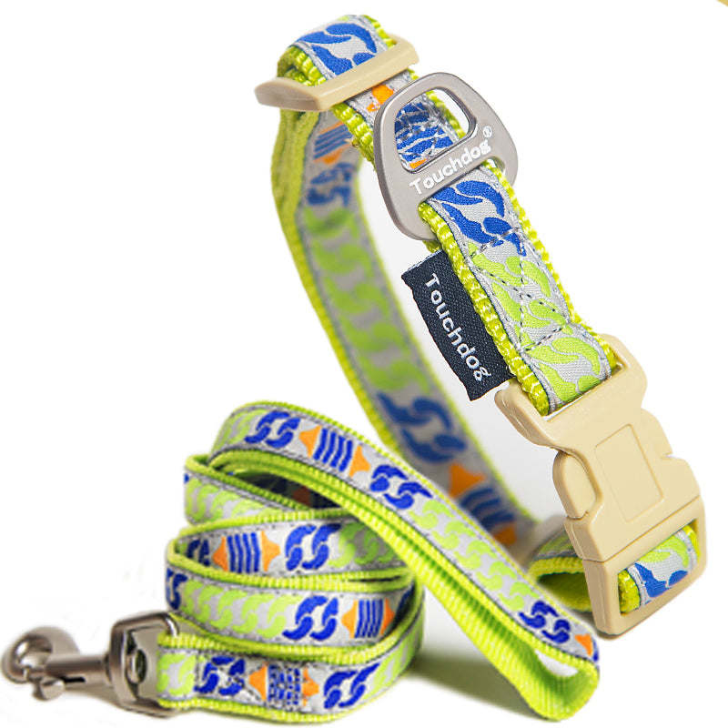 Tough Stitched Embroidered Collar and Leash