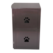 Load image into Gallery viewer, 2-Tier Functional Wood Cat Washroom Litter Box Cover with Multiple Vents, a Round Entrance, Openable Door,Brown XH
