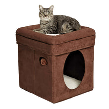 Load image into Gallery viewer, 2-Story Cat Cube, Suede Brown
