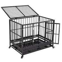 Load image into Gallery viewer, Heavy Duty Dog Crate Large Kennel Cage Metal Playpen W/Wheels &amp; Tray 36&quot;
