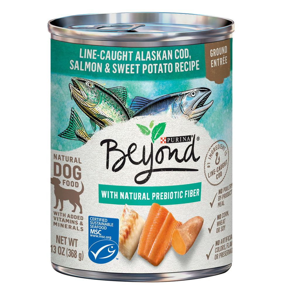 Purina Beyond Natural Wet Dog Food Pate Grain Free Alaskan Cod Salmon & Sweet Potato Recipe 13 oz Can