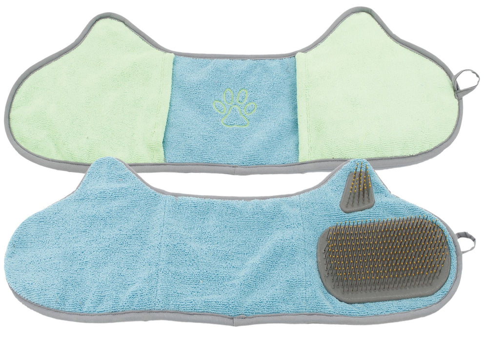 'Bryer' 2-in-1 Hand-Inserted Microfiber Pet Grooming Towel and Brush