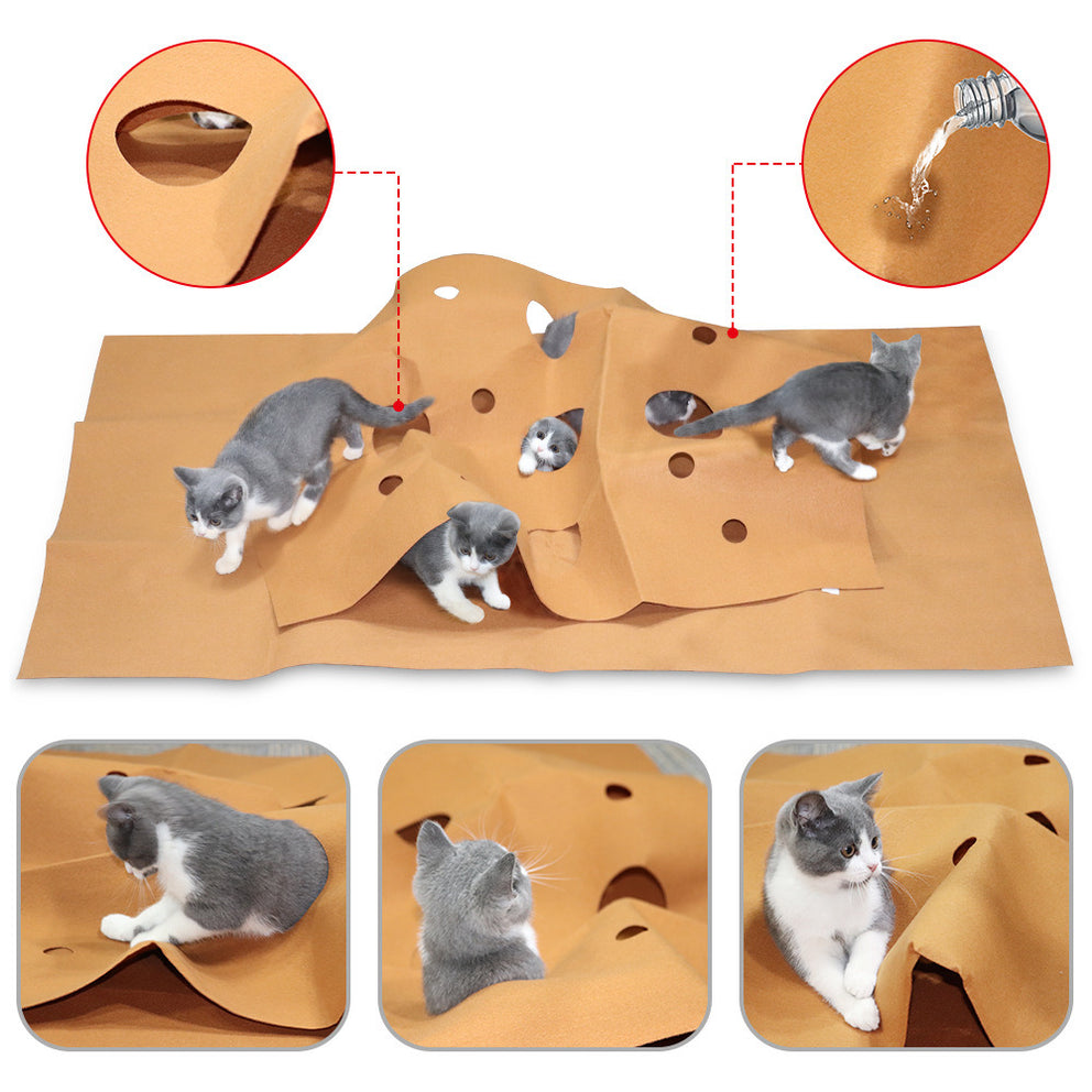 Tapis de tunnel pour animaux de compagnie Tapis de jeu imperméable pour chat Cache-cache Tapis interactif Jouet d'intérieur