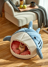 Cargar imagen en el visor de la galería, Washable Shark Cat House Cute Pet Sleeping Bed Warm Soft Cat Nest Kennel Kitten Cave
