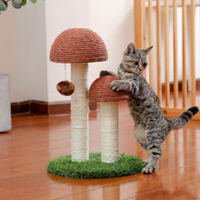 Carica l&#39;immagine nel visualizzatore di Gallery, Cat Scratching Post Mushroom Claw Scratcher with Natural Sisal Ropes Interactive Dangling Ball for Kittens and Small Cats
