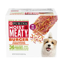 Load image into Gallery viewer, Purina Moist and Meaty Burger Cheddar Cheese Flavor Wet Dog Food 216 oz Pouch
