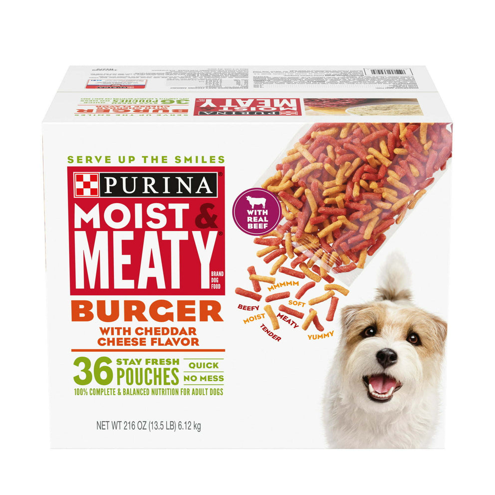 Purina Moist and Meaty Burger Cheddar Cheese Flavor Wet Dog Food 216 oz Pouch