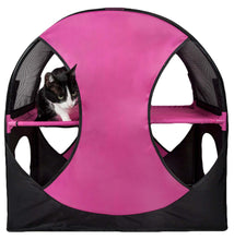 Charger l&#39;image dans la galerie, Pet Life Kitty-Play Obstacle Travel Collapsible Soft Folding Pet Cat House
