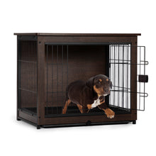 Carica l&#39;immagine nel visualizzatore di Gallery, Indoor Dog Crate, Sofa Side End Table, 2-Tier Wooden Pet Cage with Removable Tray, Walnut
