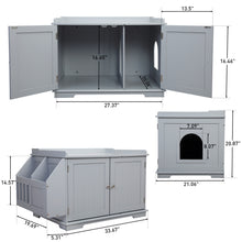 Load image into Gallery viewer, Wooden Cat Litter Box Enclosure with Magazine Rack for Living Room, Bedroom, Bathroom
