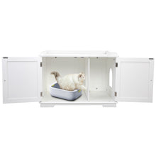 Cargar imagen en el visor de la galería, Wooden Cat Litter Box Enclosure with Magazine Rack for Living Room, Bedroom, Bathroom
