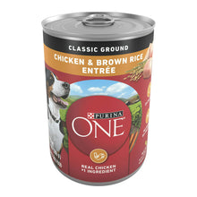 Charger l&#39;image dans la galerie, Purina One Classic Ground for Adult Dogs Chicken and Brown Rice, 13 oz Cans (12 Pack)
