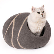 Load image into Gallery viewer, Cat Cave Bed -Handmade Wool with Mouse Toy
