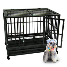 Carica l&#39;immagine nel visualizzatore di Gallery, Heavy Duty Dog Crate Large Kennel Cage Metal Playpen W/Wheels &amp; Tray 36&quot;
