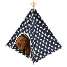 Cargar imagen en el visor de la galería, Canvas and Pine Foldable Indoor and Outdoor Pet Tent Washable Dog Bed Play House
