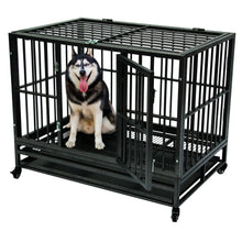 Charger l&#39;image dans la galerie, Cage pour chien robuste grand parc en métal avec roues et plateau 91,4 cm
