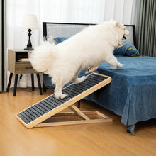 Cargar imagen en el visor de la galería, 39&quot; Long Wooden Pet Ramp, Folding Dog Cat Ramp with Height Adjustment From 15.8&quot; to 23.6&quot; and Non-Slip Mat for Bed Couch, Natural
