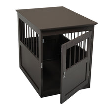 Load image into Gallery viewer, Wood Dog Crate Furniture, End Table Designed Dog Kennel with Side Slats, Brown
