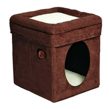 Carica l&#39;immagine nel visualizzatore di Gallery, 2-Story Cat Cube, Suede Brown

