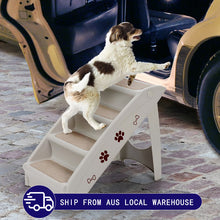 Lade das Bild in den Galerie-Viewer, 4-stufige, rutschfeste, zusammenklappbare Haustier-Treppenleiter aus Kunststoff für kleine Hunde und Katzen
