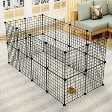 Carica l&#39;immagine nel visualizzatore di Gallery, Pet Playpen, Small Animal Cage Indoor Portable Metal Wire Yard Fence for Small Animals, Guinea Pigs, Rabbits Kennel Crate Fence Tent Black 24pcs (And 8pcs For Free)
