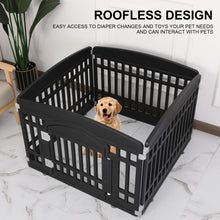 Carica l&#39;immagine nel visualizzatore di Gallery, Pet Playpen Foldable Gate for Dogs Heavy Plastic Puppy Exercise Pen with Door Portable Indoor Outdoor Small Pets Fence Puppies Folding Cage 4 Panels Medium Animals House Black (33.5x33.5 inches)
