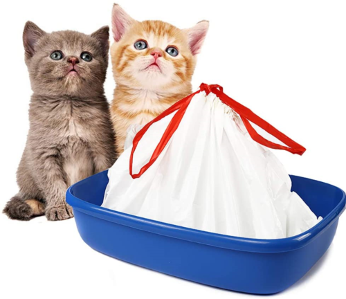 Grands sacs à litière pour chat avec cordons de serrage résistants aux rayures