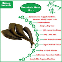 Carica l&#39;immagine nel visualizzatore di Gallery, Mountain Goat Horn-100% Natural Dog Treat &amp; Chews;  Grain-Free;  Gluten-Free;  Dog Chewing Dental Toys-Mixed Sizes; 10 Count-10 oz
