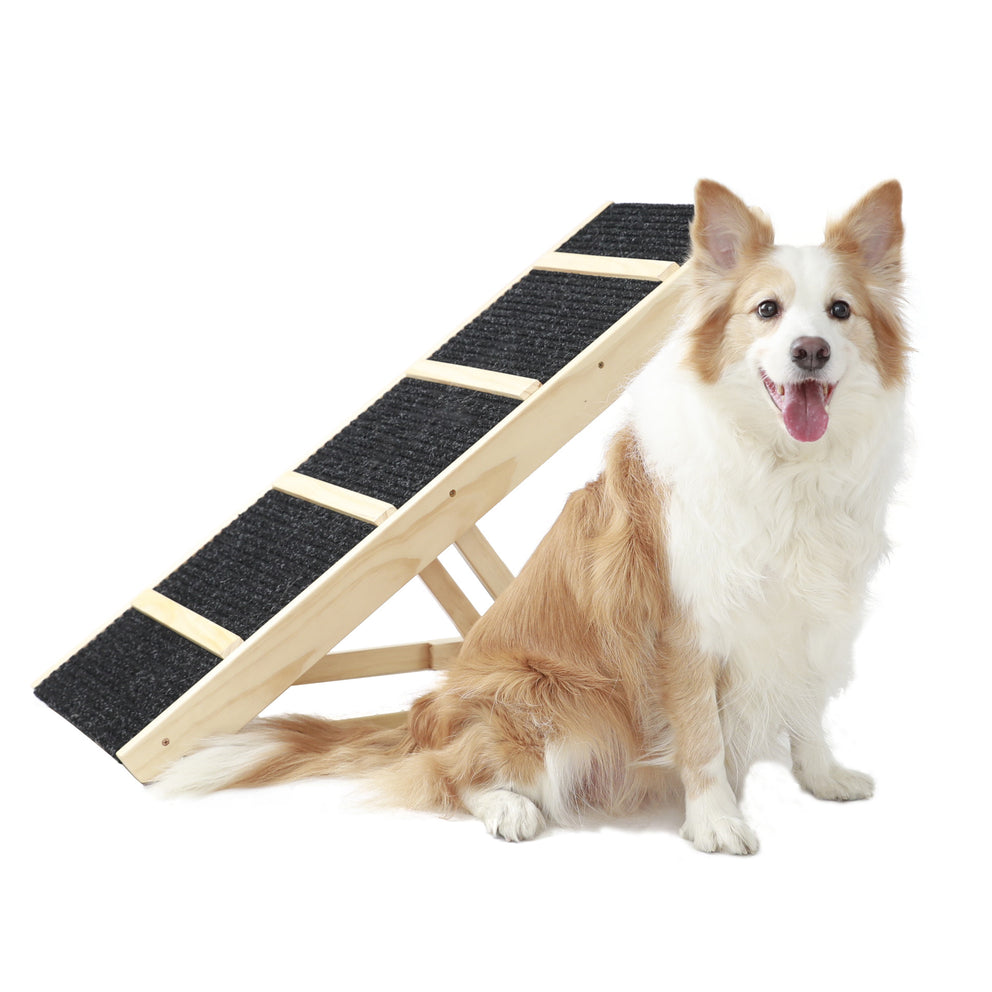 Tall Adjustable Pet Ramp; Folding Portable Wooden Dog Cat Ramp; Non-Slip Paw Traction Surface Dog Step for Car; SUV; Bed; Couch; Adjustable Height from 9.3