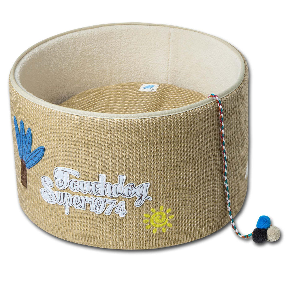 Rounded Scratching Cat Bed w/ Teaser Toy